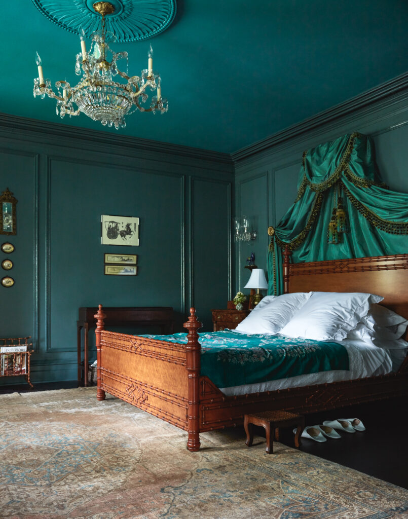 House of Brinson, Queen of May room, Farrow and Ball Inchyra Blue